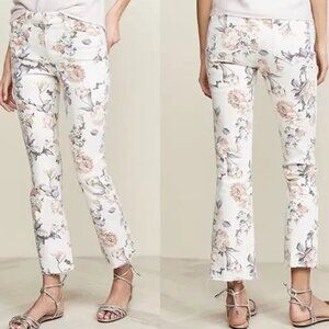NEW NWOT! PAIGE DENIM COLETTE CROP FLARE JEANS RAW HEM MID RISE FLORAL sz 26